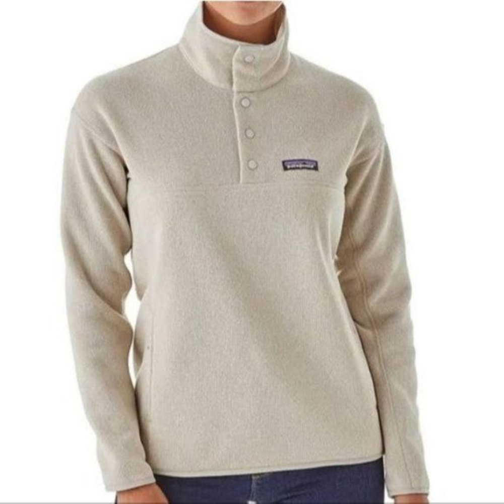 Patagonia Lightweight Better Sweater Marsupial Pullover T-Snap Cream Preppy Lg